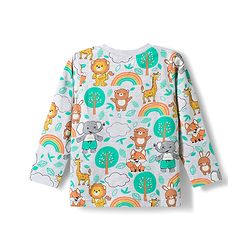 Babyhug 100% Cotton Knit Full Sleeves Animal Printed Pyjama & Half Sleeves Striped Shorts Night Suit Pack Of 2 - Multicolour