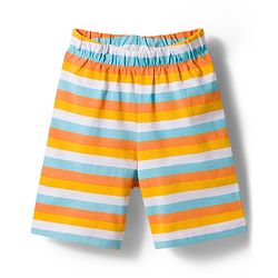 Babyhug 100% Cotton Knit Full Sleeves Animal Printed Pyjama & Half Sleeves Striped Shorts Night Suit Pack Of 2 - Multicolour