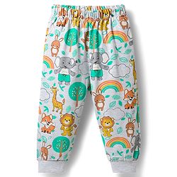 Babyhug 100% Cotton Knit Full Sleeves Animal Printed Pyjama & Half Sleeves Striped Shorts Night Suit Pack Of 2 - Multicolour
