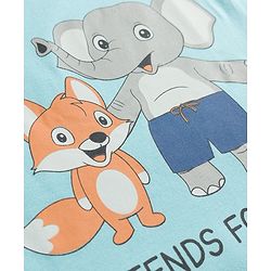 Babyhug 100% Cotton Knit Full Sleeves Animal Printed Pyjama & Half Sleeves Striped Shorts Night Suit Pack Of 2 - Multicolour