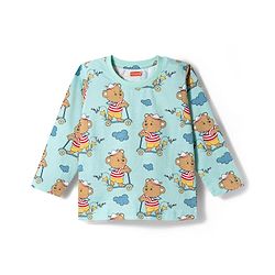 Babyhug 100% Cotton Knit Full Sleeves T-Shirt Pyjama & Shorts Co-ord Night Suits With Teddy Bear Print Pack of 2 - Multicolor