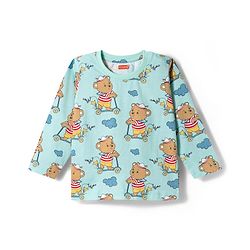 Babyhug 100% Cotton Knit Full Sleeves T-Shirt Pyjama & Shorts Co-ord Night Suits With Teddy Bear Print Pack of 2 - Multicolor
