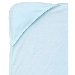 Babyhug Cotton Knit Solid Hooded Wrapper L 74 x B 74 cm - Light Blue