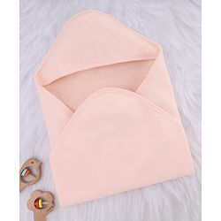 Babyhug Terry Knit Solid Colour Towel with Hooded L 80 X B 76 cm - Light Pink