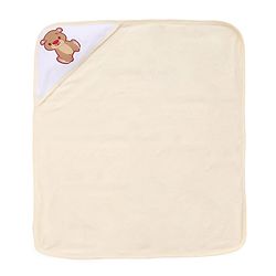 Babyhug Cotton Double Ply Hooded Knit Terry Towel With Teddy Bear Embroidery L 74 x B 60 cm - Yellow