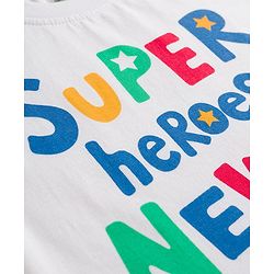 Babyhug Cotton Knit Half Sleeves T-Shirts & Shorts Night Suit with Text Print- White
