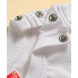 Babyhug Cotton Knit Half Sleeves T-Shirts & Shorts Night Suit with Text Print- White