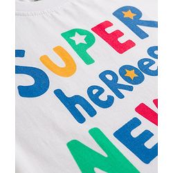 Babyhug Cotton Knit Half Sleeves T-Shirts & Shorts Night Suit with Text Print- White