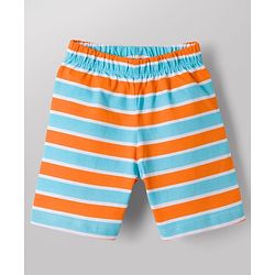 Babyhug Cotton Knit Half Sleeves T-Shirt & Shorts Night Suit With Shark Print - Orange