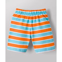 Babyhug Cotton Knit Half Sleeves T-Shirt & Shorts Night Suit With Shark Print - Orange