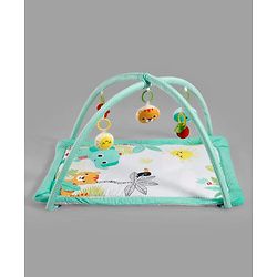 Babyhug Jungle Theme Play Gym with Hanging Toys - Sea Green | Soft Activity Play Mat| Detachable Rattling Toys| Portable & Easy to Carry| Gifting Idea | Motor Skill Development| BIS Certified