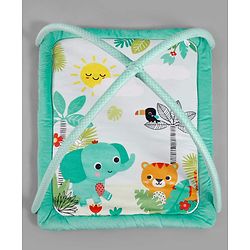 Babyhug Jungle Theme Play Gym with Hanging Toys - Sea Green | Soft Activity Play Mat| Detachable Rattling Toys| Portable & Easy to Carry| Gifting Idea | Motor Skill Development| BIS Certified