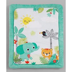 Babyhug Jungle Theme Play Gym with Hanging Toys - Sea Green | Soft Activity Play Mat| Detachable Rattling Toys| Portable & Easy to Carry| Gifting Idea | Motor Skill Development| BIS Certified