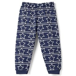 Babyhug Cotton Knit Full Sleeves Text & Star Printed T-Shirts & Joggers Night Suit - Navy Blue