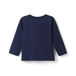 Babyhug Cotton Knit Full Sleeves Text & Star Printed T-Shirts & Joggers Night Suit - Navy Blue