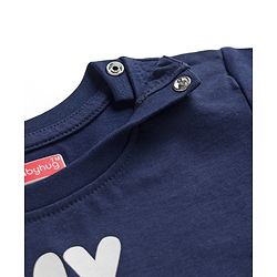 Babyhug Cotton Knit Full Sleeves Text & Star Printed T-Shirts & Joggers Night Suit - Navy Blue