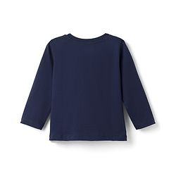 Babyhug Cotton Knit Full Sleeves Text & Star Printed T-Shirts & Joggers Night Suit - Navy Blue