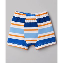 Babyhug 100% Cotton Single Jersey Knit Striped & Boat Printed Trunks Pack of 3 -Navy & White