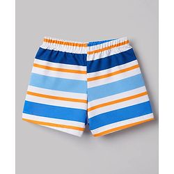 Babyhug 100% Cotton Single Jersey Knit Striped & Boat Printed Trunks Pack of 3 -Navy & White