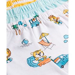 Babyhug 100% Cotton Knit Beach Theme & Striped Trunks Pack Of 3 - Multicolour