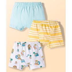 Babyhug 100% Cotton Knit Beach Theme & Striped Trunks Pack Of 3 - Multicolour