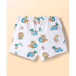 Babyhug 100% Cotton Knit Beach Theme & Striped Trunks Pack Of 3 - Multicolour