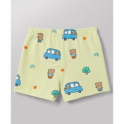 Babyhug 100% Cotton Single Jersey Knit Striped & Car Printed Trunks Pack of 3 -Aqua & White