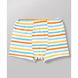 Babyhug 100% Cotton Single Jersey Knit Striped & Car Printed Trunks Pack of 3 -Aqua & White