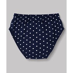 Babyhug 100% Cotton Knit Star Panda Printed & Striped Briefs Pack Of 3 - Light & Navy Blue