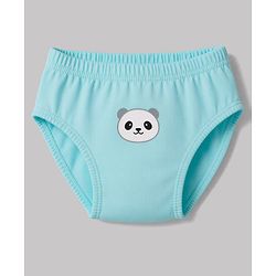 Babyhug 100% Cotton Knit Star Panda Printed & Striped Briefs Pack Of 3 - Light & Navy Blue