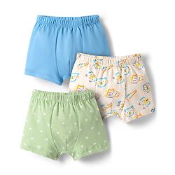 Babyhug 100% Cotton Knit Trunks with Animal & Star Print Pack of 3 - Multicolor