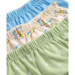 Babyhug 100% Cotton Knit Trunks with Animal & Star Print Pack of 3 - Multicolor