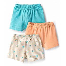 Babyhug 100% Cotton Single Jersey Knit Trunks With Nautical Theme Print Pack of 3 - Multicolor