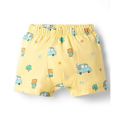 Babyhug Single Jersey Knit Trunks With Car Print Pack of 3 - Multicolor