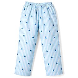 Babyhug Cotton Woven Half Sleeves Shirt & Pyjama Co-ord Night Suit with Boat Print - Blue