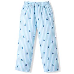 Babyhug Cotton Woven Half Sleeves Shirt & Pyjama Co-ord Night Suit with Boat Print - Blue