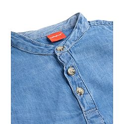 Babyhug Cotton Woven Shirt Full Sleeve Mandarin Collar Blue 0-3 Months