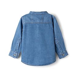 Babyhug Cotton Woven Shirt Full Sleeve Mandarin Collar Blue 0-3 Months