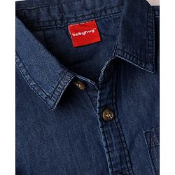 Babyhug Cotton Woven Shirt Half Sleeve Regular Collar Blue 0-3 Months
