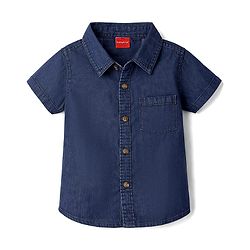 Babyhug Cotton Woven Shirt Half Sleeve Regular Collar Blue 0-3 Months