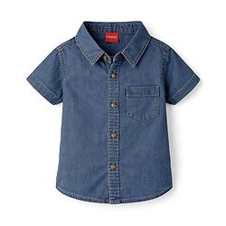 Babyhug Cotton Woven Shirt Half Sleeve Regular Collar Blue 0-3 Months