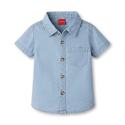Babyhug Cotton Woven Shirt Half Sleeve Regular Collar Blue 0-3 Months
