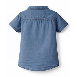Babyhug Cotton Woven Shirt Half Sleeve Mandarin Collar Blue 0-3 Months