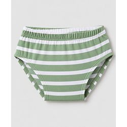 Babyhug 100% Cotton Single Jersey Knit Striped Briefs With Dino Printed Pack of 3 - Olive & Cream & Yellow