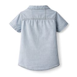 Babyhug Cotton Woven Shirt Half Sleeve Mandarin Collar Blue 0-3 Months