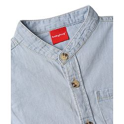 Babyhug Cotton Woven Shirt Half Sleeve Mandarin Collar Blue 0-3 Months