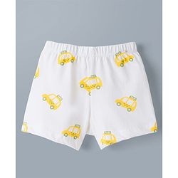 Babyhug 100% Cotton Knit Trunks With Taxi & Star Print Pack of 3 - Multicolor
