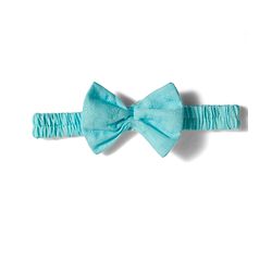 Babyhug Cotton Woven Half Puffed Sleeves Solid Colour Tiered Frock with Headband & Bow Applique - Light Blue