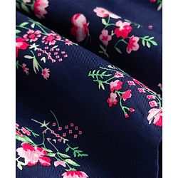 Babyhug Twill Woven Full Sleeves Floral Printed Frock with Jacket - Navy Blue