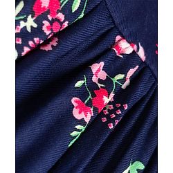 Babyhug Twill Woven Full Sleeves Floral Printed Frock with Jacket - Navy Blue